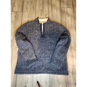 Orvis Brighton 1/4 Zip Sherpa Lined Blue Sweater Jacket 1247213 Mens Size L